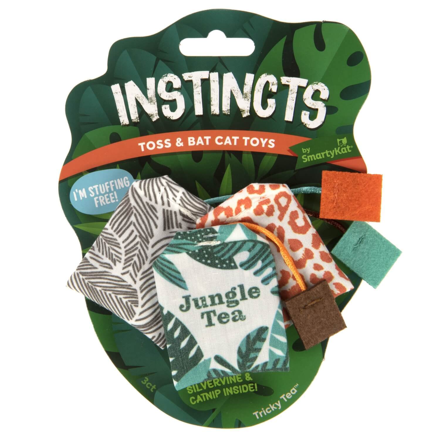 Instincts By Smartykat® Tricky Tea Happynip Silvervine & Catnip Filled Toss And Bat Cat Toys, Set Of 3