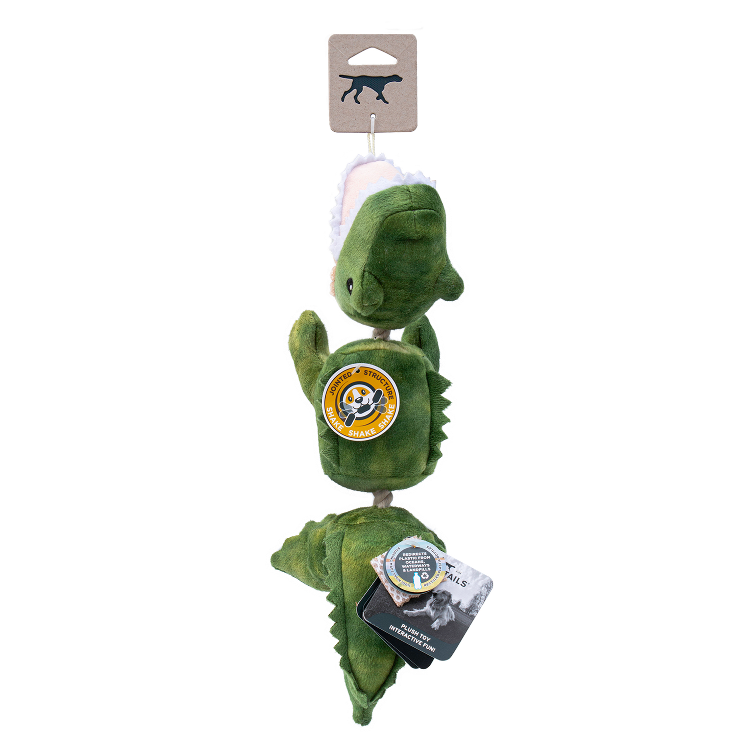 Tall Tails Gator Jointed Shake Play Squeaky Dog Toy, 14-Inch