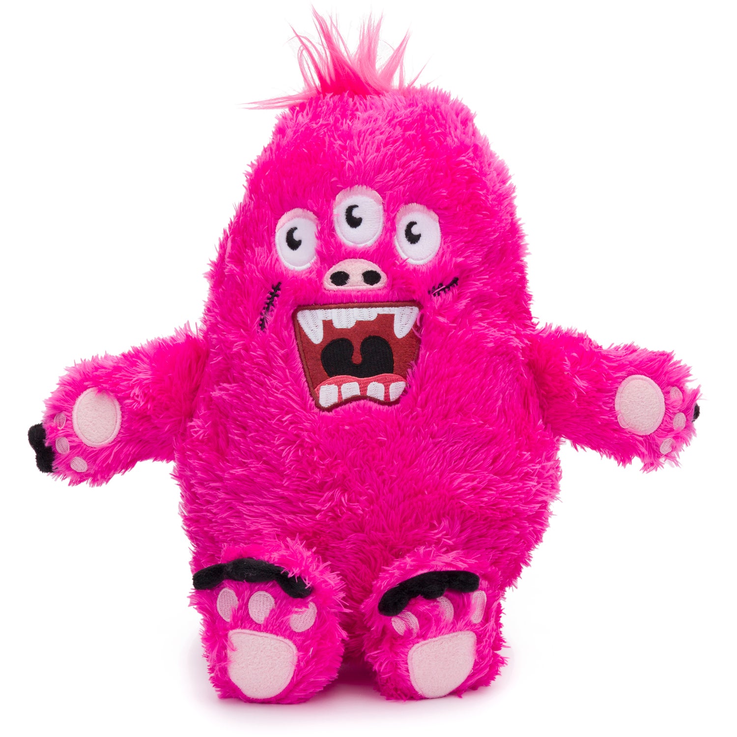 Fabdog Fluffy Pink Monster Squeaky Snuggly Dog Toy, 17
