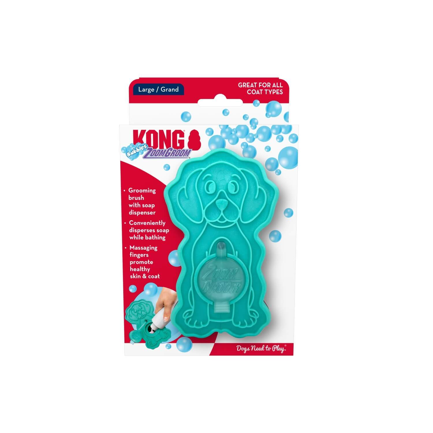Kong Zoomgroom® Bubbles Soap Dispensing Dog Brush, Large