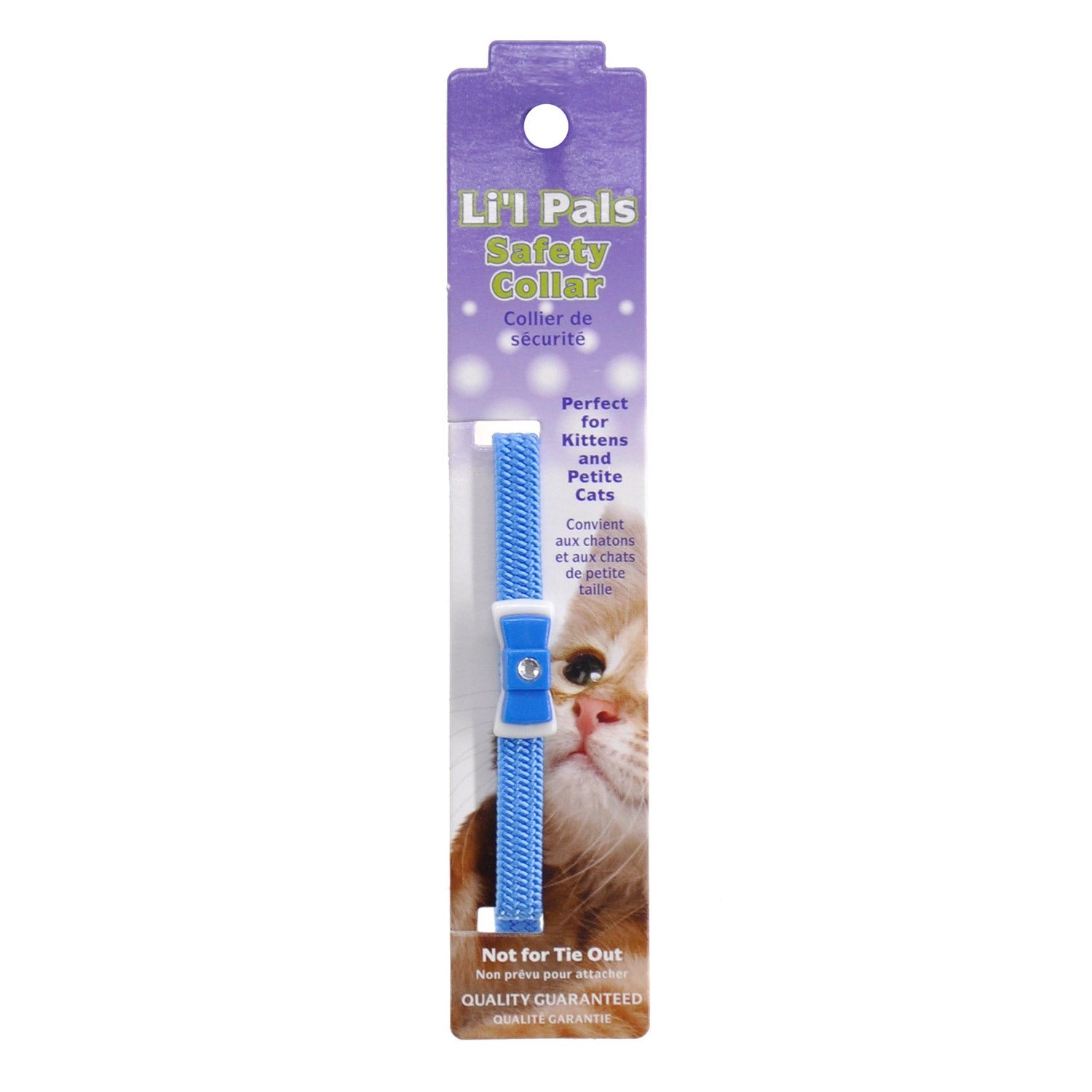 Coastal Pet Products Li'l Pals Elasticized Safety Kitten Collar With Jeweled Bow - Blue