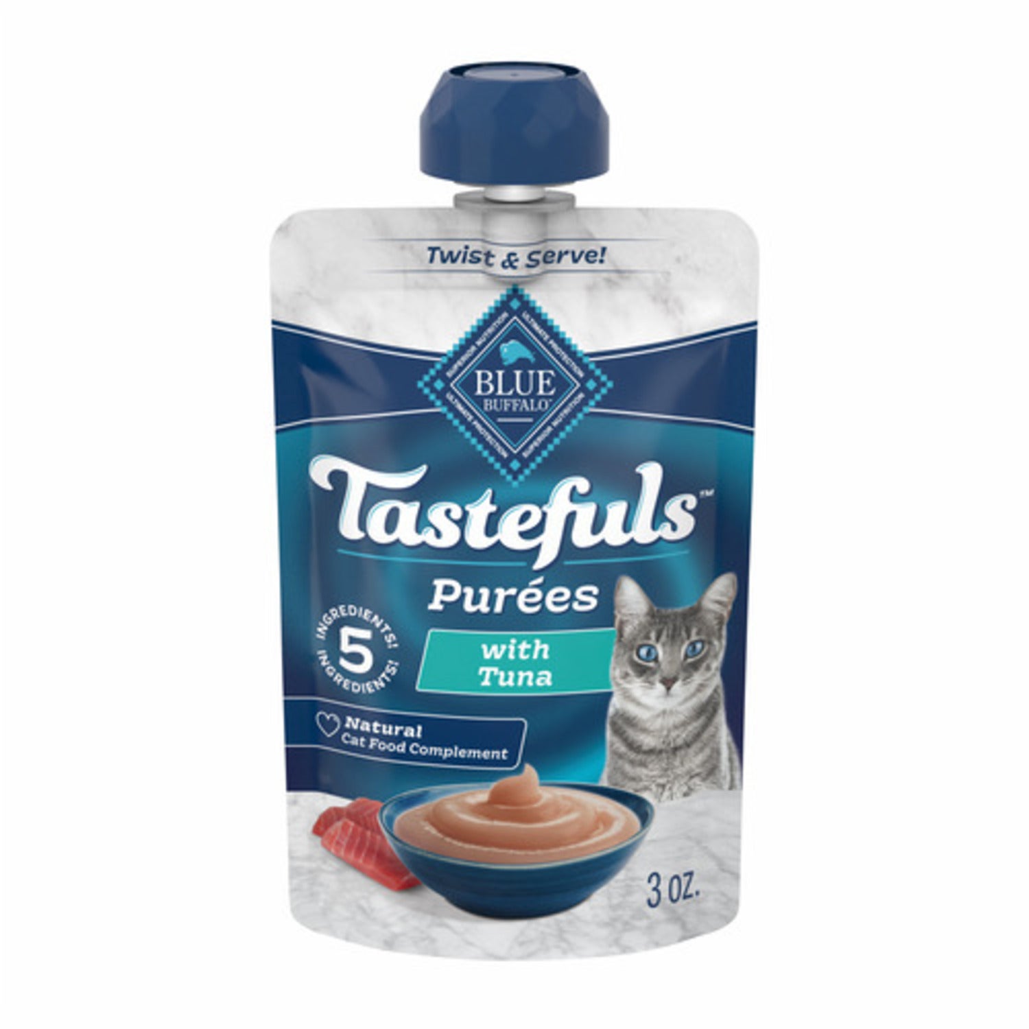 Blue Buffalo Blue Tastefuls Tuna Adult Cat Natural Puree, 3-Oz