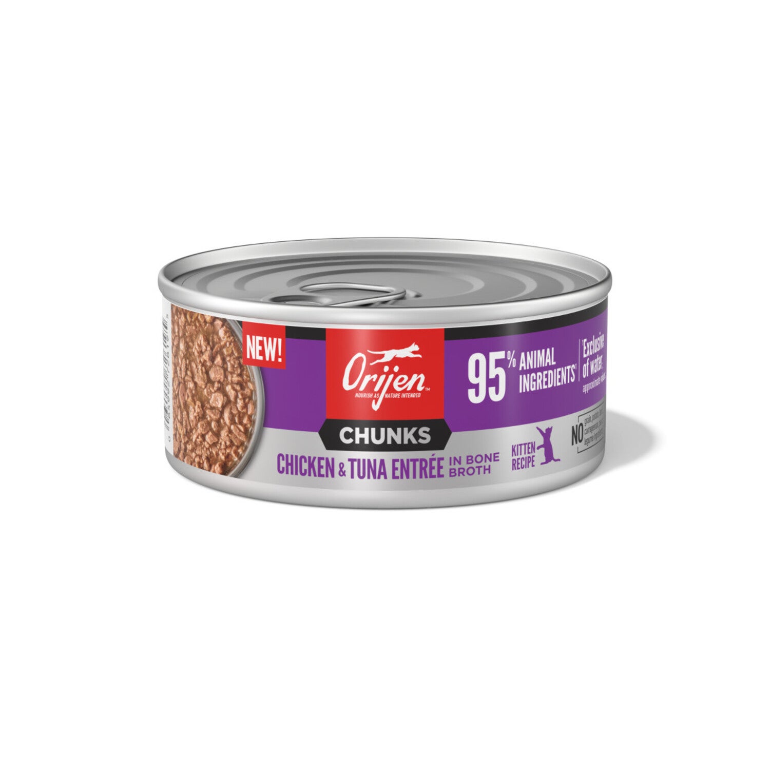 Orijen Chunks & Shreds Wet Cat Food, Chicken & Tuna Kitten Entree, 5.5-Oz