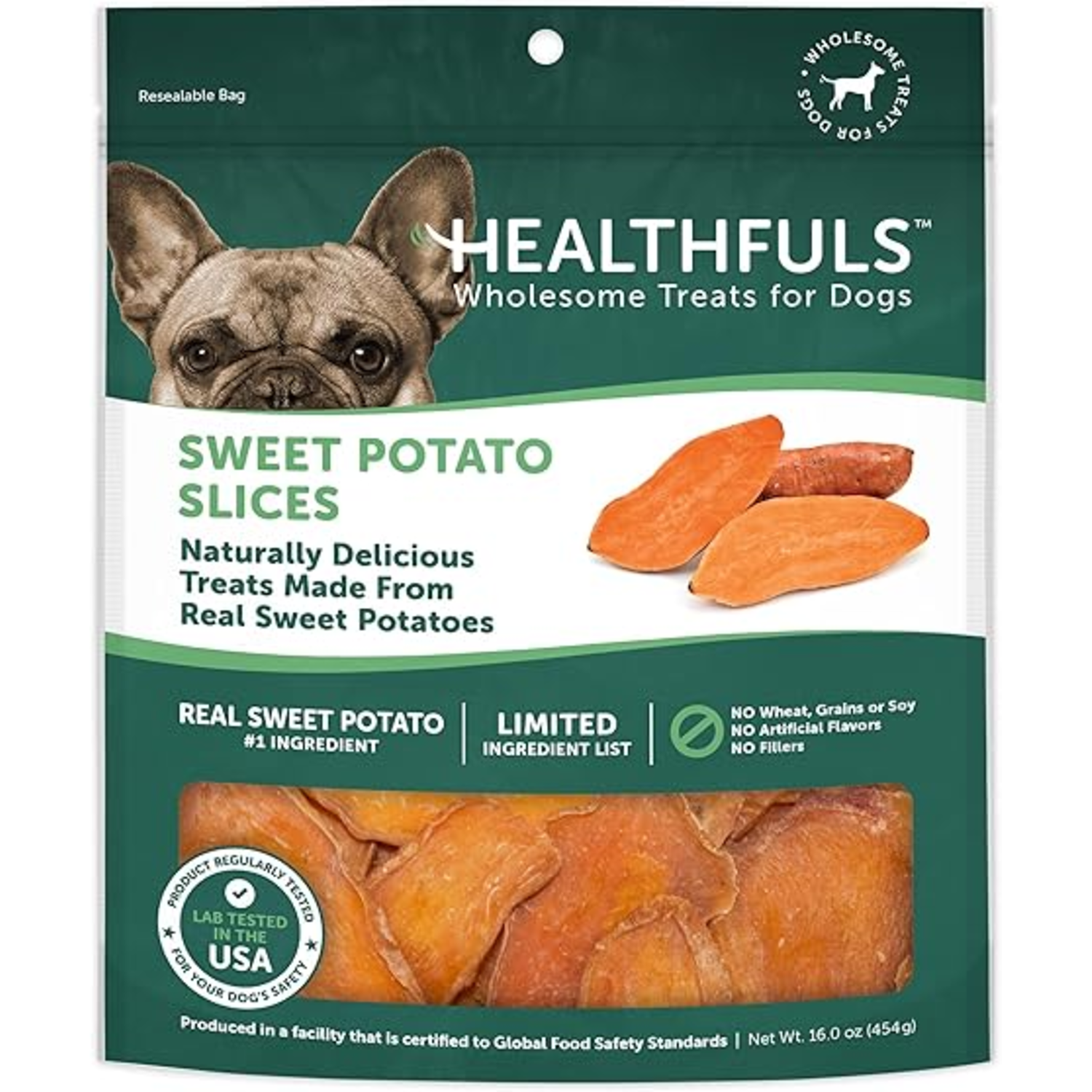 Healthfuls Sweet Potato Slices Natural Dog Treats, 1-Lb Bag