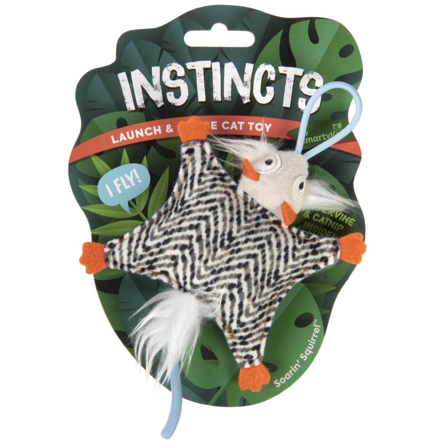 Instincts By Smartykat® Soarin' Squirrel Happynip Silvervine & Catnip Crinkle Plush Launch And Chase Cat Toy