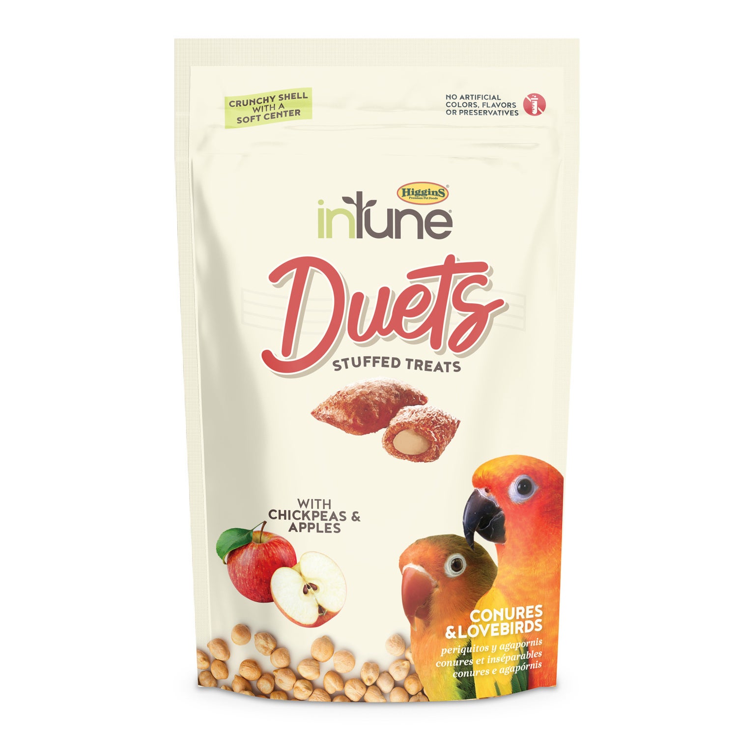 Higgins Intune Duets Chickpeas & Apples Treat For Conures & Lovebirds, 3Oz