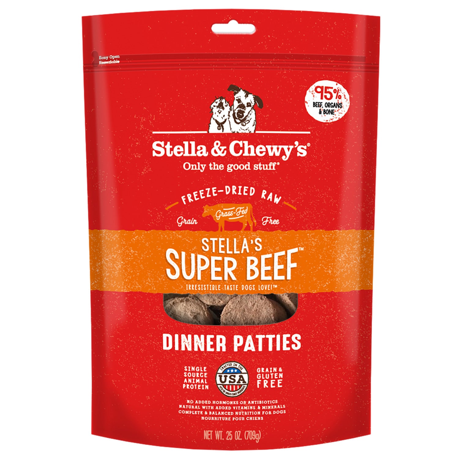 Stella & Chewy's Freeze-Dried Raw Dinner Patties, Stella's Super Beef Patties Dog Food, 14Oz