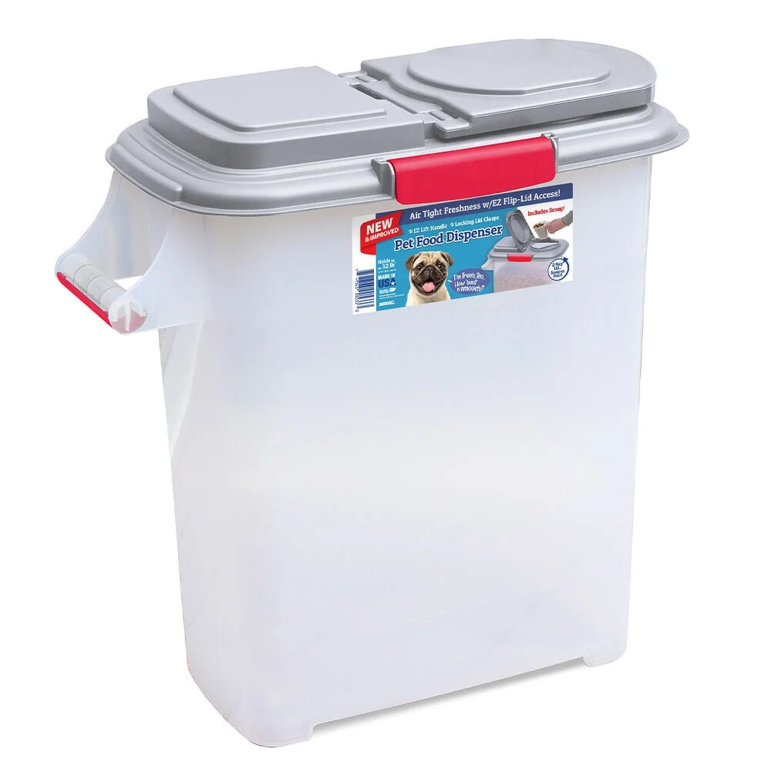Buddeez Pet Food Storage Dispenser Dog, Cat & Wild Bird, 6-Qt Capacity