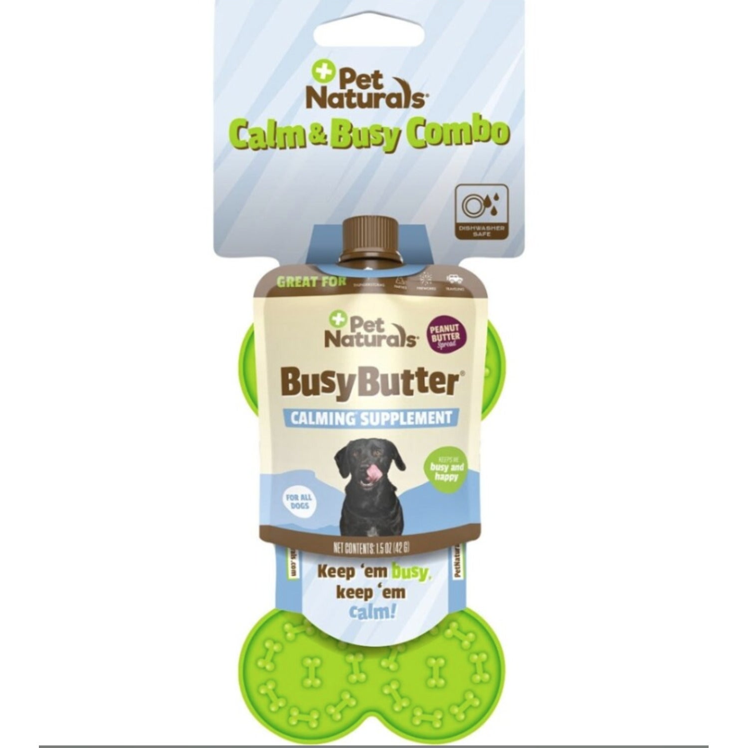 Pet Naturals Busy Butter Organic Calming Peanut Butter Dog Treat & Lick Mat Combo