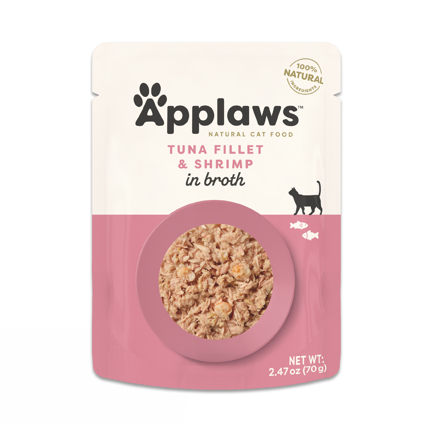 Applaws Grain-Free Natural Tuna Filet & Shrimp In Broth Wet Cat Food, 2.47-Oz
