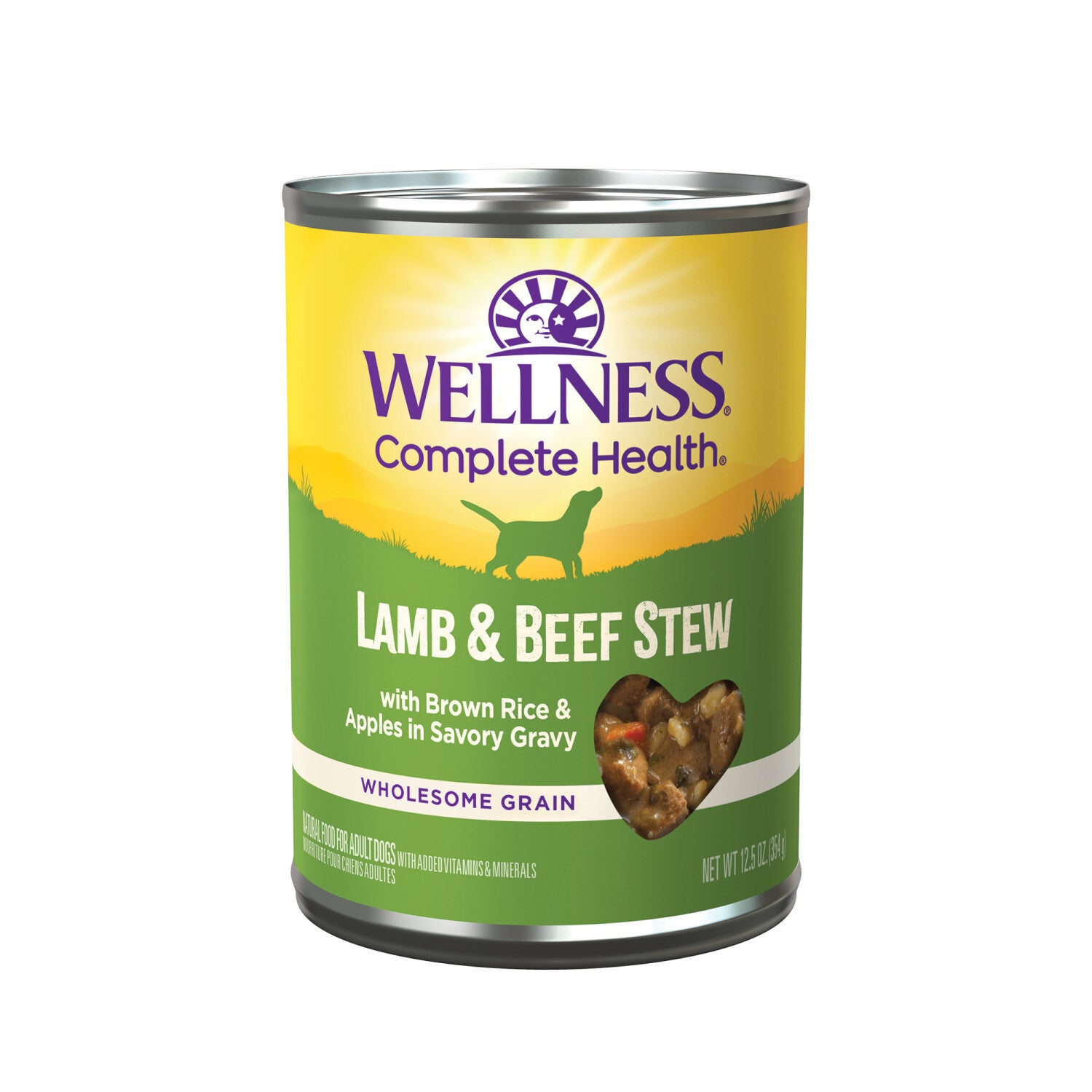Wellness Thick & Chunky Natural Wet Dog Food, Lamb & Beef Stew, 12.5-Ounce Can (Pack Of 12)