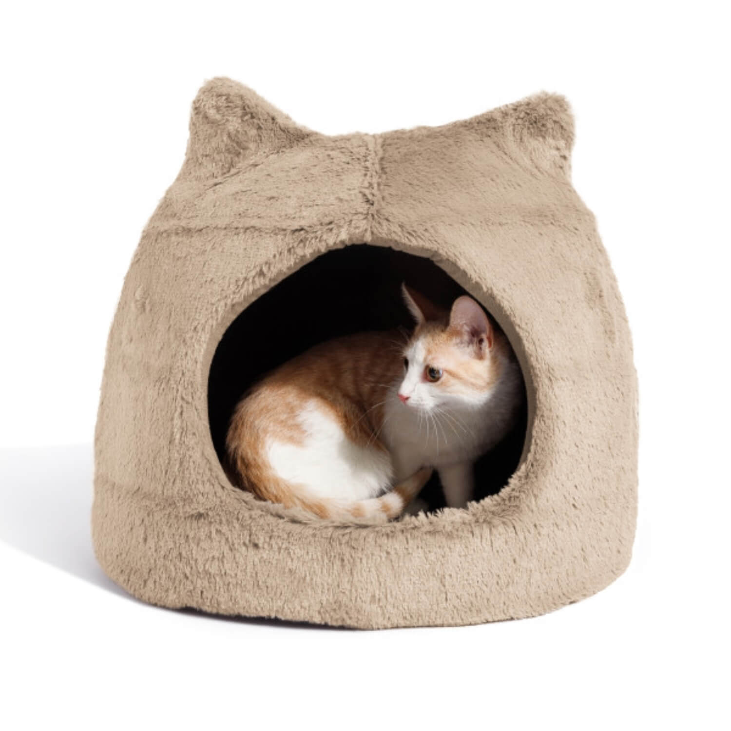 Best Friends By Sheri Meow Hut Dog & Cat Bed, Tan